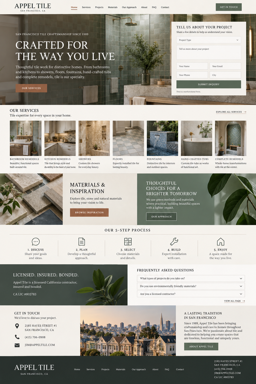 Appel Tile Growth — Marketing full homepage concept
